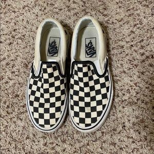 checkerboard black & white slip on vans